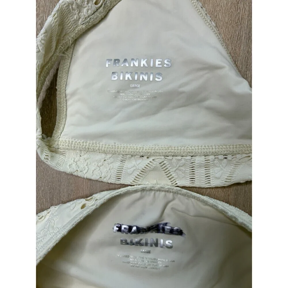 Frankies Bikinis Edie Halter Bikini Top & Jenna Bottom Angle Dust White Large